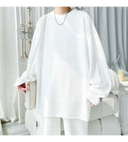 Men's High Street Long Sleeve T-Shirt - Trendy Casual Top Loose Fit Comfortable Wear, Modern Minimalist Style, Everyday Essentia