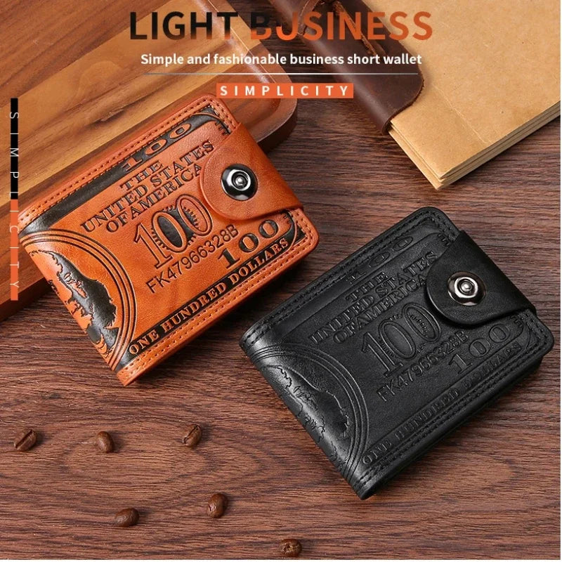 Men's Wallets  Dollar PatternWallet Male Leather Walet Photo Card HolderFashion Large Capacity Wallet Purse Bag