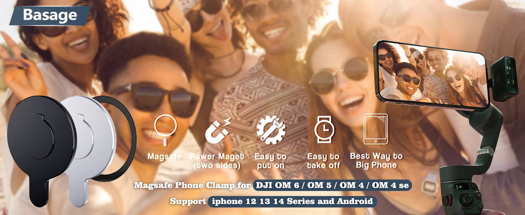 Magnetic Adapter Mobile Phone Holder Handheld Stabilizer Quick Release Accessories for DJI Osmo OM6 OM5 OM4 Gimbal for Magsafe