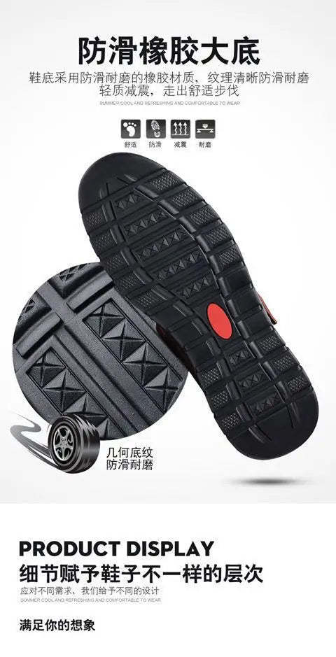 Men Sandals Leather 2024 Summer Breathable Casual Shoes for Man Slip on Clogs Outdoor Walking Shoes Non Slip Hand Made Sandalias