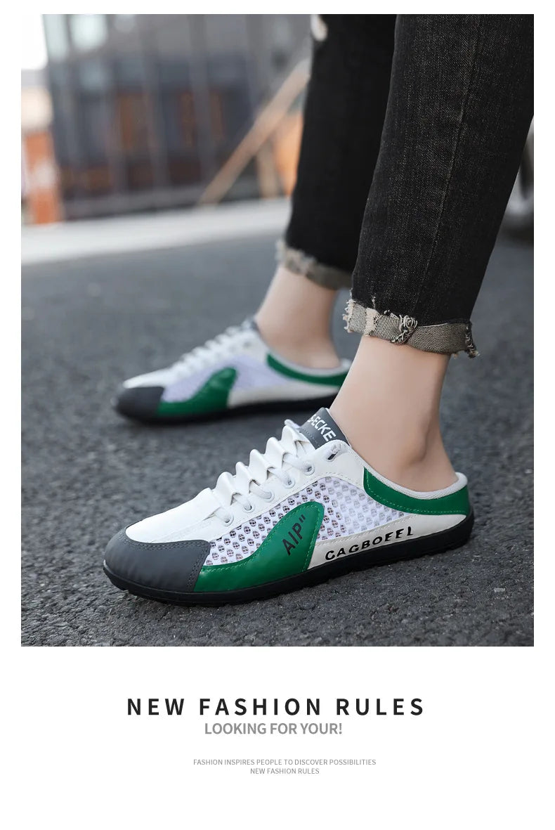 Men's Fashion Soft-soled Half Slippers Men Summer Trendy Bottom Casual Shoes Breathable Slip-on Shoes Sneakers Zapatos De Hombre