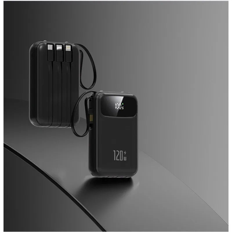 120W Power Bank Super Fast Charging 20000mAH Large Capacity 4 Cables Portable 22.5W Mobile Source Battery Mini