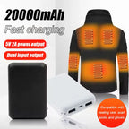20000mAh Heating Battery Power Bank Portable Fast Charger External Battery Pack for Heating Vest Jacket Scarf Gloves Socks