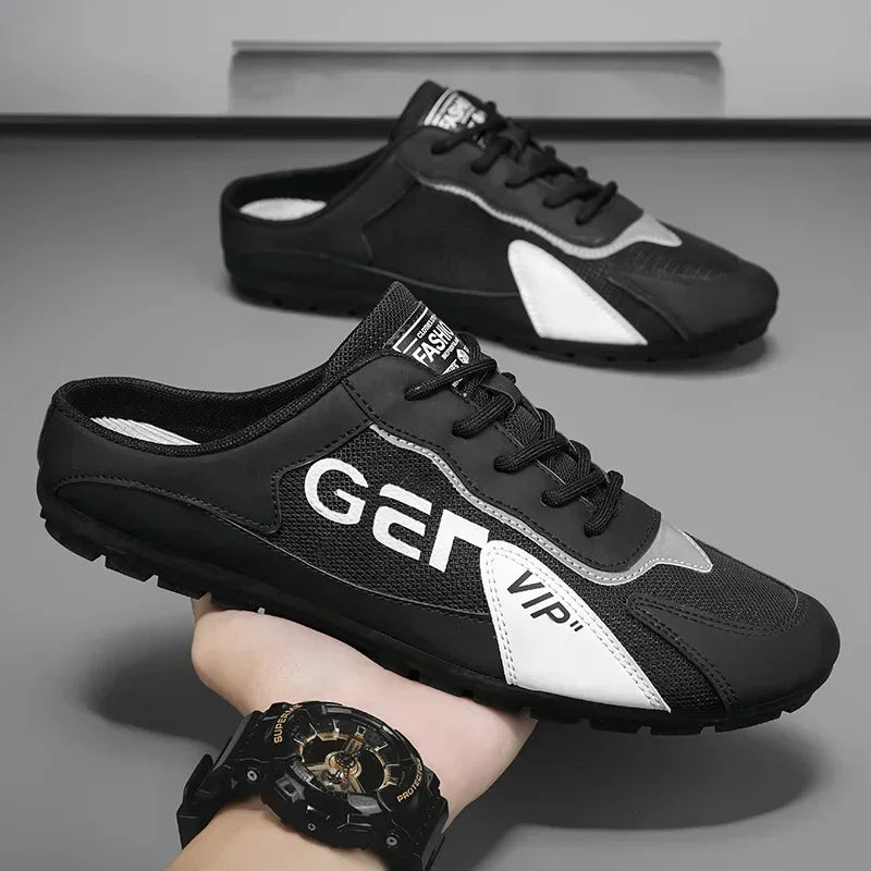 Men Slippers Trend Baotou Shoes for Men Summer Breathable Casual Shoe Vulcanized Flats Male Sneakers Half Slip-on Shoes