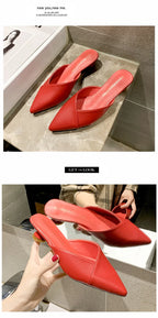 Women's Elegant Mules Woman Casual Slippers 2021 Ladies Low Heels Fashion Female Pointed Toe Shoes Women Candy Colors Footwear