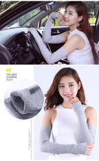 Autumn Winter 40 50 60CM Women's Wool Arm Warmers Knitted Woolen Arm Sleeve Solid Fine Long Knitted Fingerless Gloves Wholesale
