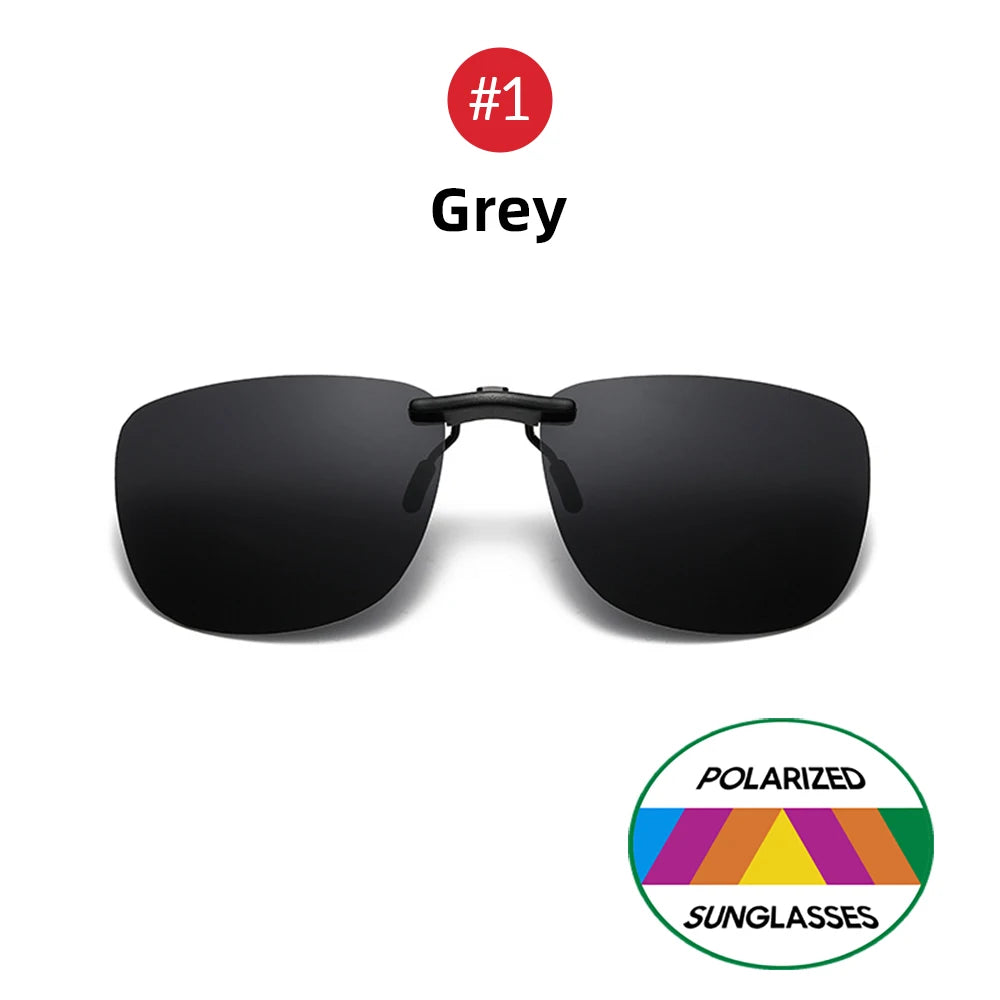 Square Clip On Sunglasses Women Polarized Black Lens UV400 Night Vision Driving Men Goggles Clips Anti Glare Vintage Glasses