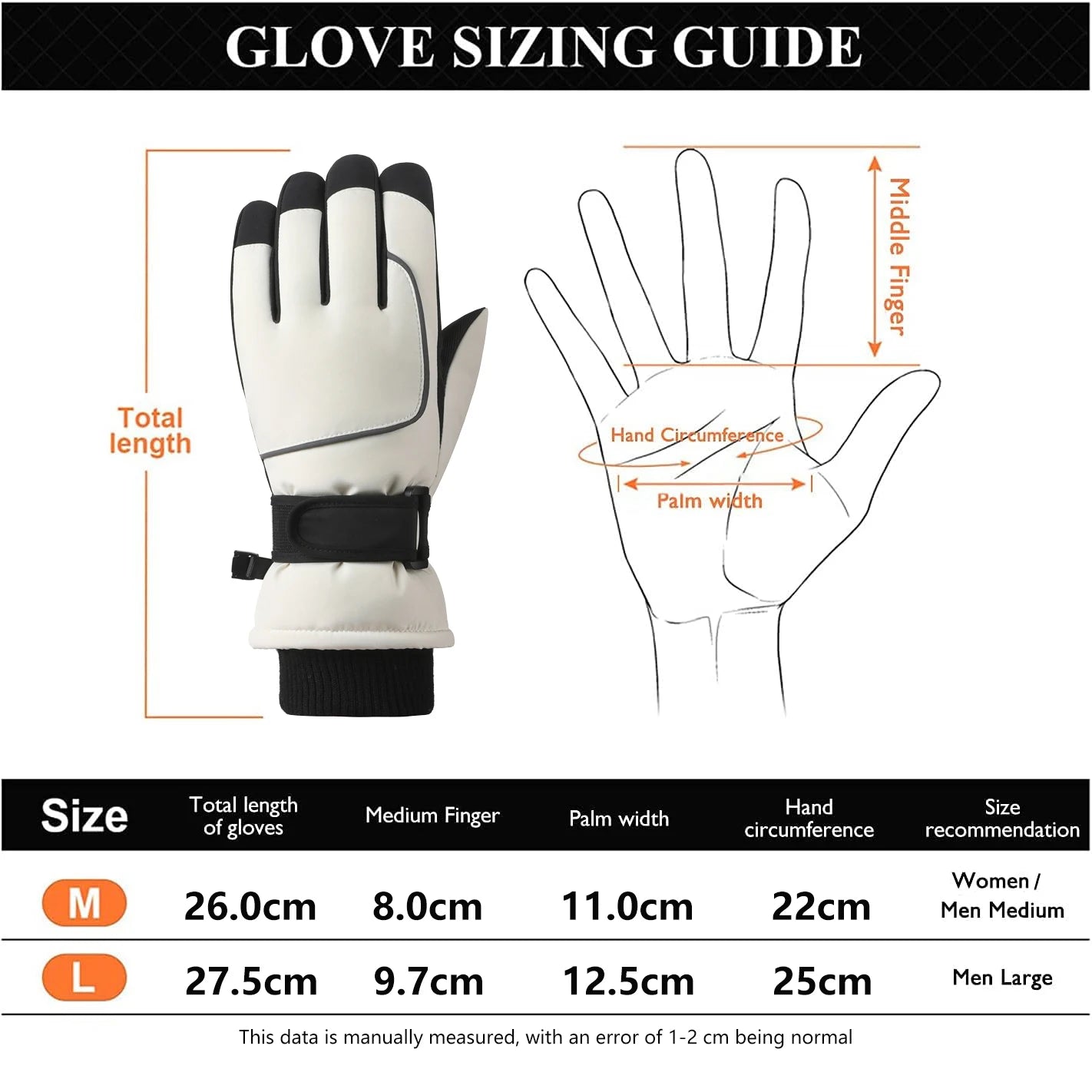 Winter Gloves for Men Women, Waterproof Thermal Snow Ski Gloves Outdoor - Work, Hiking, Skiing, Running, Biking, Riding Glove