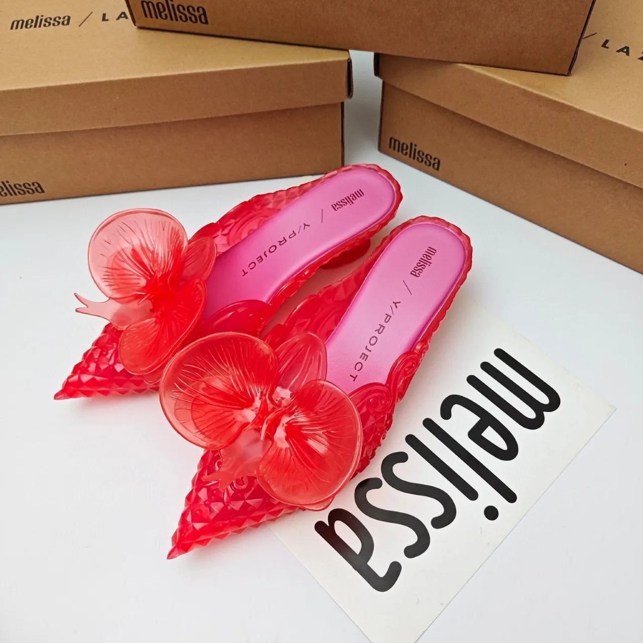 Women Sandals 2025 Spring Melissa Woman Slingback Shoes Fashion Ladies High Heels Elegant Med Heel Pointed Toe Slip on Sandal