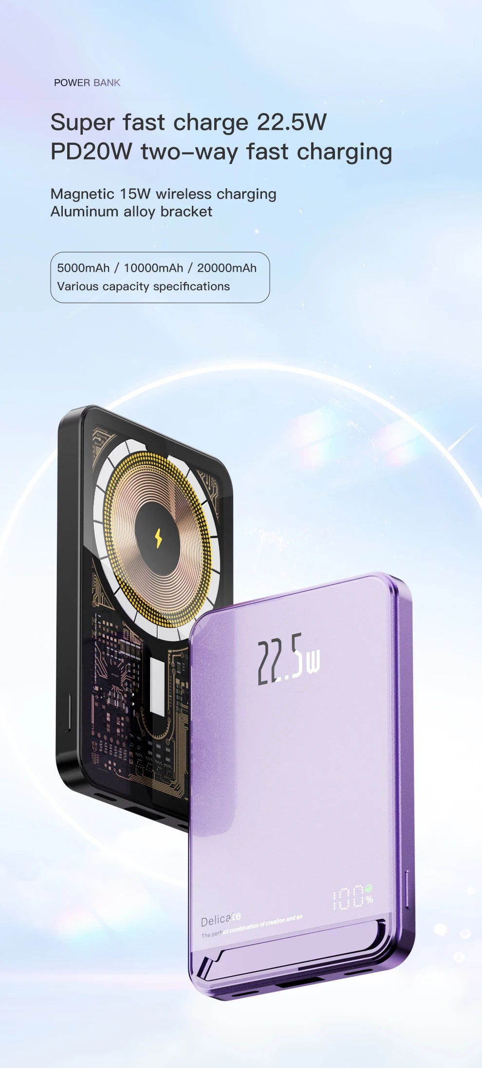 2024 New High quality aluminum alloy Power Banks Backup Battery Macsafe Powerbank Magnetic Wireless Phone Charger