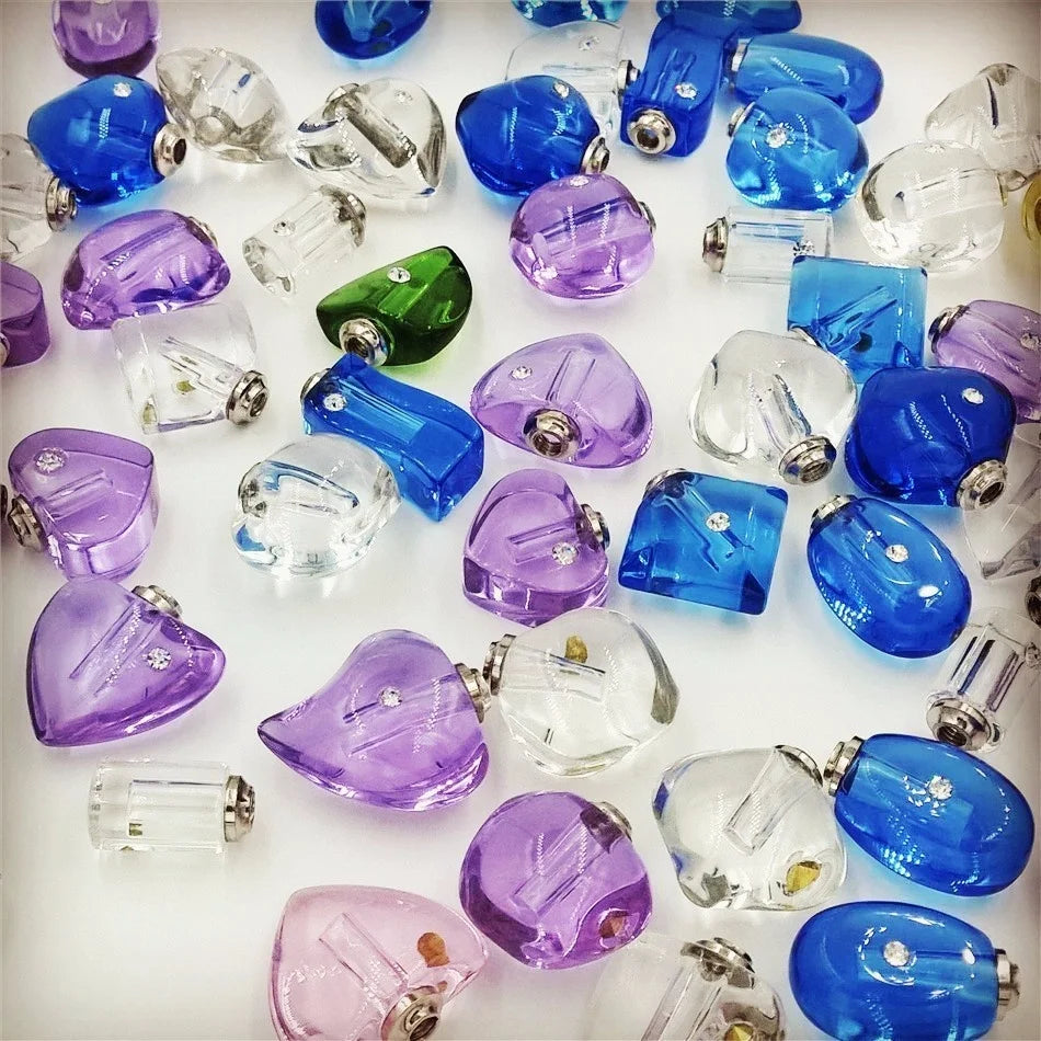 50pieces/lot mixed shape color Crystal Vials perfume pendant Rhinestone vial pendants handmade jewelry name or rice art