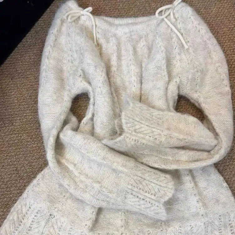 Winter Woman Korean Fashion Cute Pullover Sweet 2000s Sweater Elegant Oversize Knitwears Designer Aesthetic Chic Female Autumn