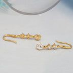 AEAW 14K Yellow Gold Round 0.7ctw Round Cut CVD HPHT Lab Diamond Earrings  for Women Engagement Wedding Bride Gift Fine Jewelry