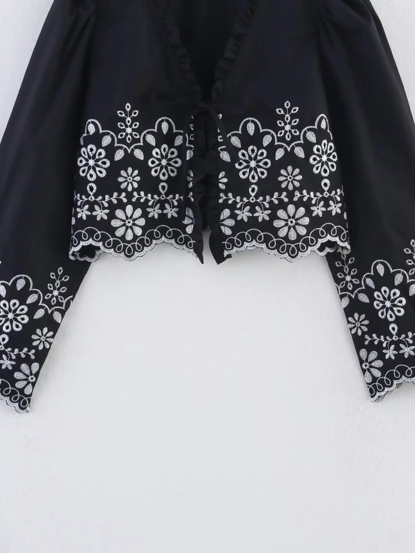 Embroidered Blouse Top Boho Chic Hawaiian Summer Vintage Ruffle Crop Shirts Female Elegant Women's Shirt Tops Woman 2025