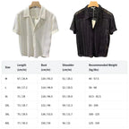 Men's Tops Hollow Short-sleeve Shirt Men Summer Thin Trendy Handsome French Light Luxury Drape Hawaiian Shirts