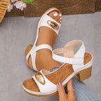 Women's Fashion Sandals 2025 Summer New Coarse Heel Leisure Comfortable Retro Outdoor Beach Cool Pumps Open Toes Elegant Sandals