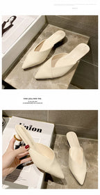 Women's Elegant Mules Woman Casual Slippers 2021 Ladies Low Heels Fashion Female Pointed Toe Shoes Women Candy Colors Footwear