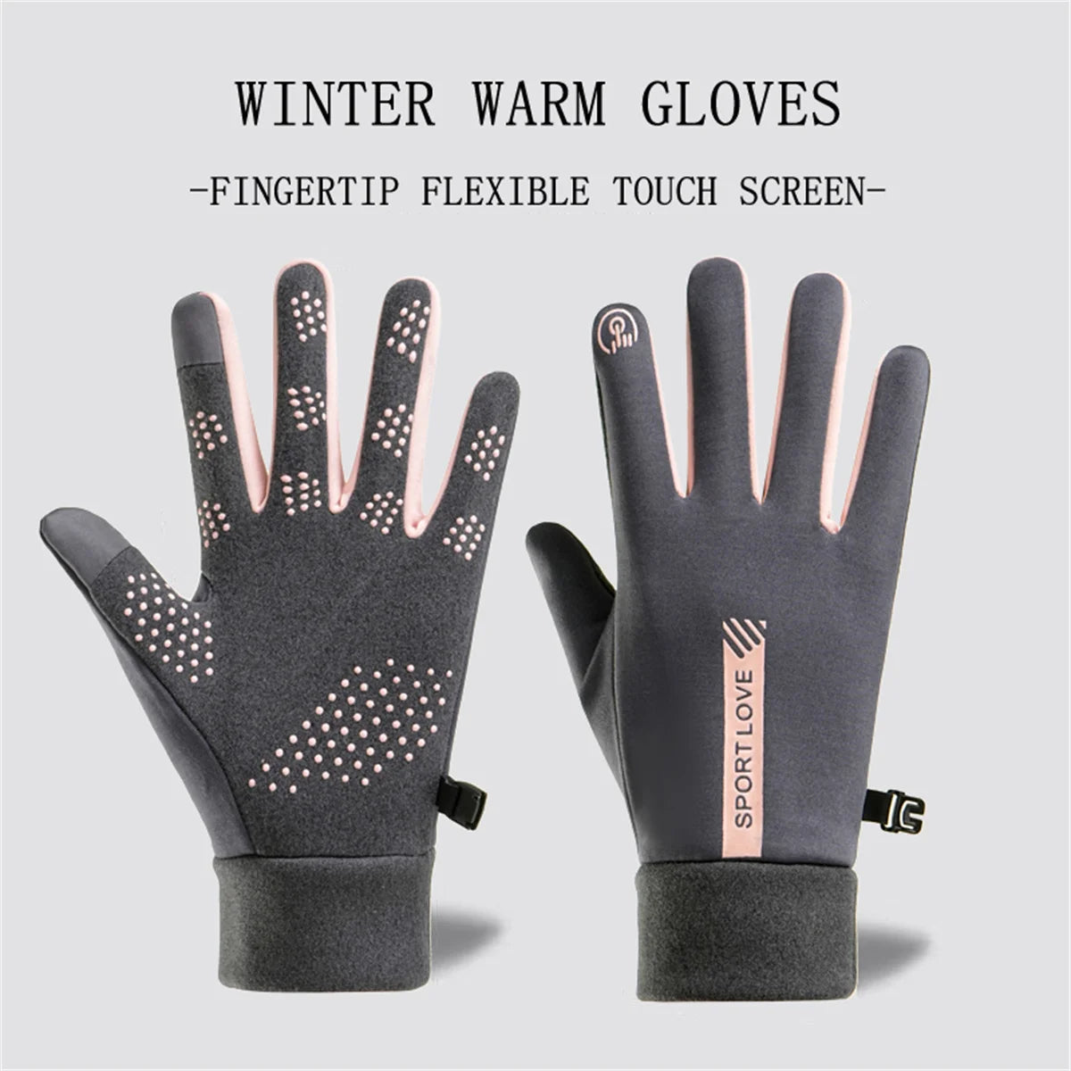 Winter Gloves for Women, Fleece-Lined, Windproof, Cold-Proof, Warm, Touchscreen-Compatible, Non-Slip, for Driving, Riding Motorcycles, Outdoor, Men's Gloves