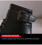 Women's High Heels Ankle Boots for 2023 Black PU Leather Platform Short Boots Woman Side Zipper Thick Heeled Punk Botas De Mujer