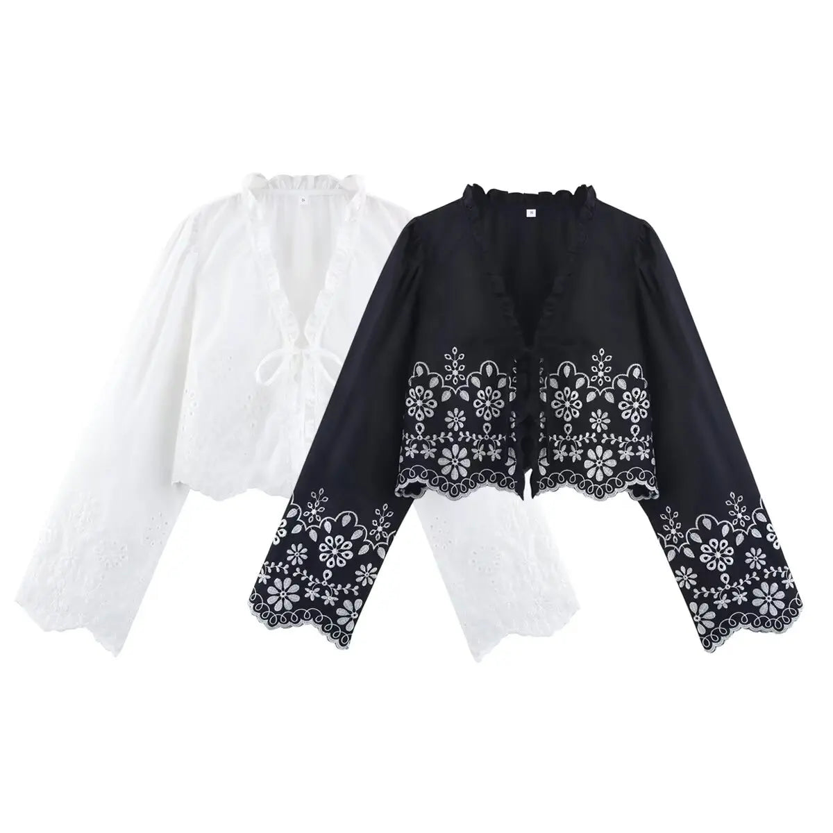 Embroidered Blouse Top Boho Chic Hawaiian Summer Vintage Ruffle Crop Shirts Female Elegant Women's Shirt Tops Woman 2025