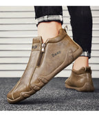 2024 New Casual Shoes for Men Luxury Round Toe Men Ankle Boots Light Slip on Walking Shoes Outdoor Comfor Men High Top Sneakers