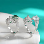 2ct Real Moissanite Diamond Ring Leopard Head Ring Pure S925 Sterling Silver for Women Wedding Fine Jewelry