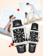 Couple Woman & Men Casual Watches Luxury Brand Square Dial Fashion Leather Strap Lover's Dress Quartz Watch Relogios Femininos