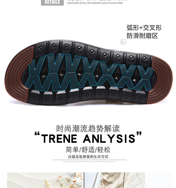 2024 New Men's Sandals Luxury Genuine Leather Men Shoes Casual Non-slip Beach Slippers Comfortable Open Toe Men Sandalias 38-47