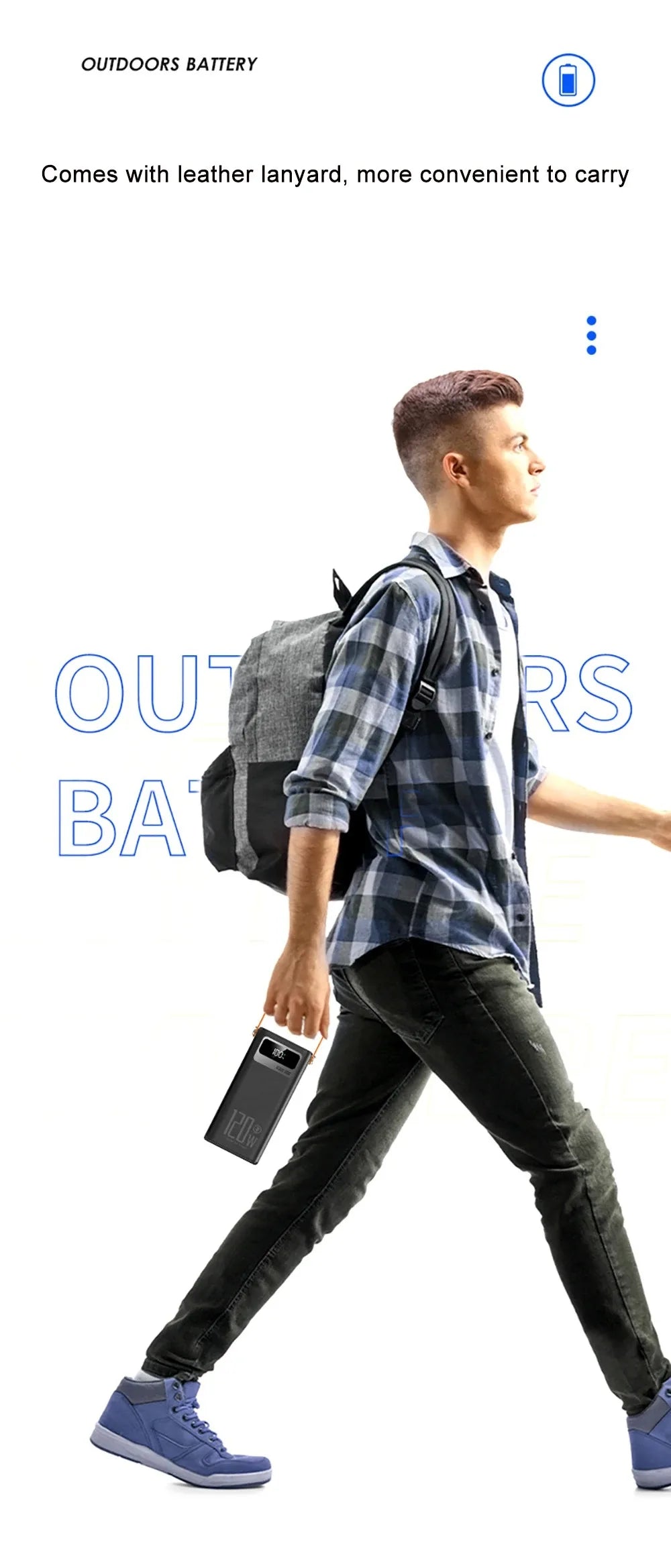 120W Super Fast Power Bank 200000mAh Large Capacity Outdoor Mobile Power Supply Supports 7 Devices to Charge At The Same Time