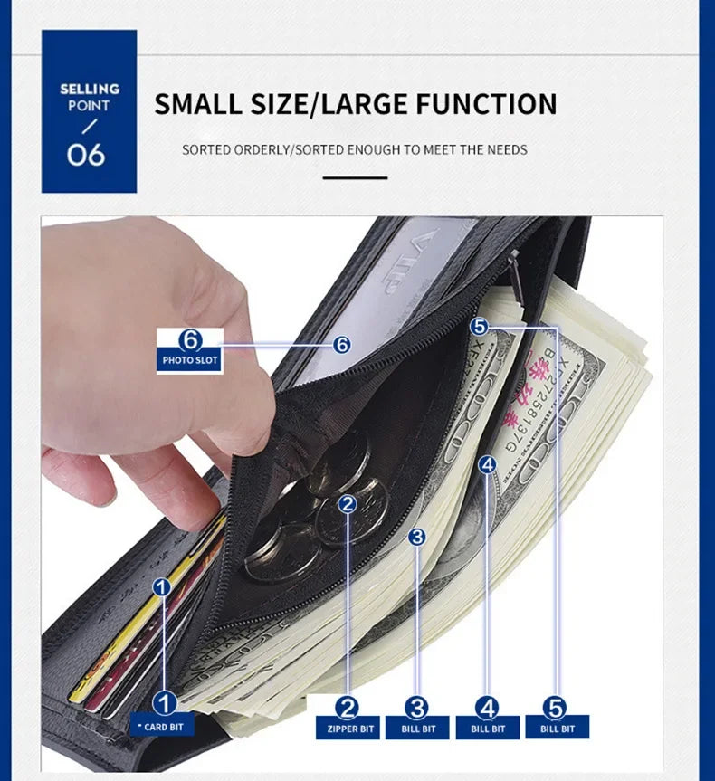 2023 New Fashion Wallets for Men Small Money Purses Wallets New Design Dollar Price Top Men Thin Wallet with Coin Bag Wallet