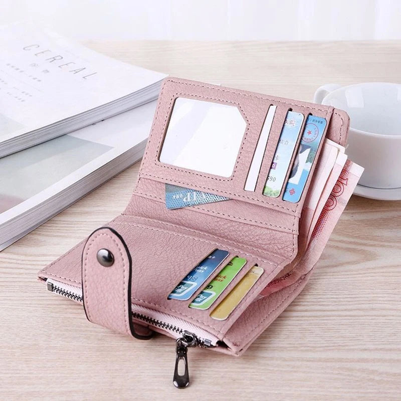 Women's Wallets Luxury Designer Card Holder Purses for Women Short Money Bags with Zip Coin Pocket Ladies Gift