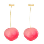 2025 New Fashion Pink Cherry Pendant Earrings For Women Kpop Sweet Lovely Acrylic Resin Fruit Long Drop Earrings Jewelry