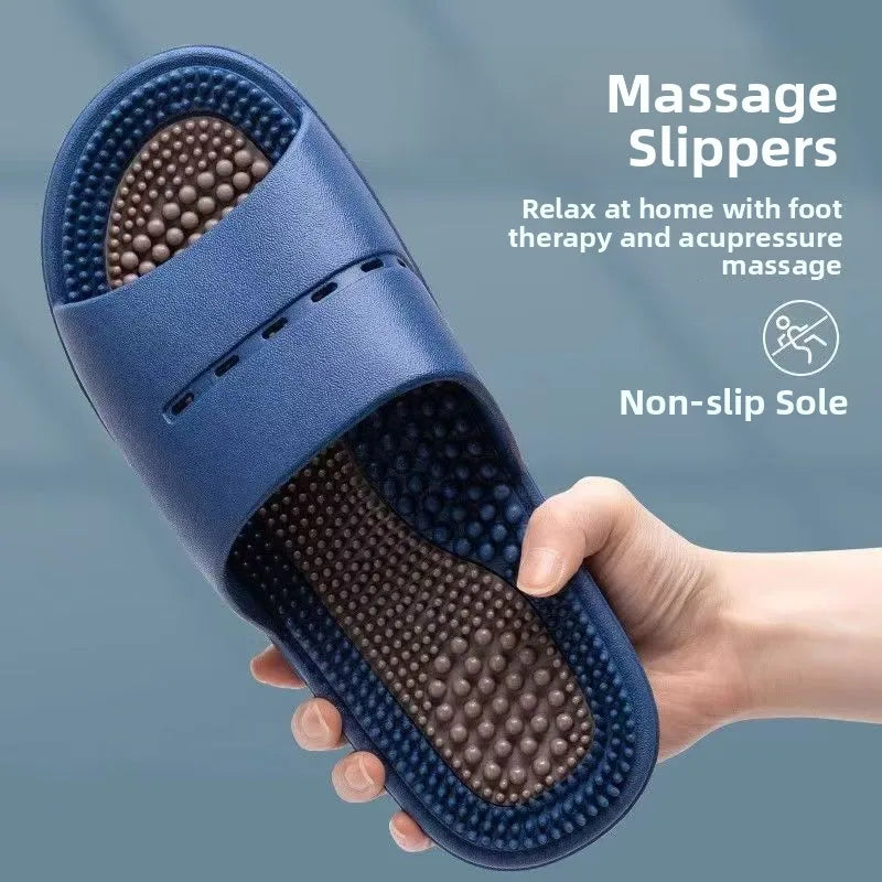Men's Massage Slippers Anti-Slip Indoor Home Batoom Bathing Sandals Simple Sle PVC Material Comfortable Summer Slippers