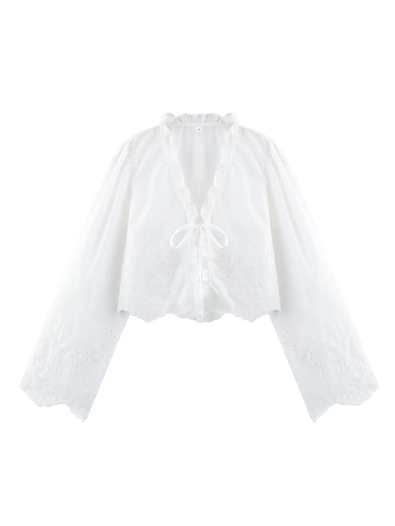 Embroidered Blouse Top Boho Chic Hawaiian Summer Vintage Ruffle Crop Shirts Female Elegant Women's Shirt Tops Woman 2025