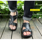 Men's Leather Summer Sandals 2025 Non-slip Thick-soled Comfort Soft Outdoor Beach Slippers