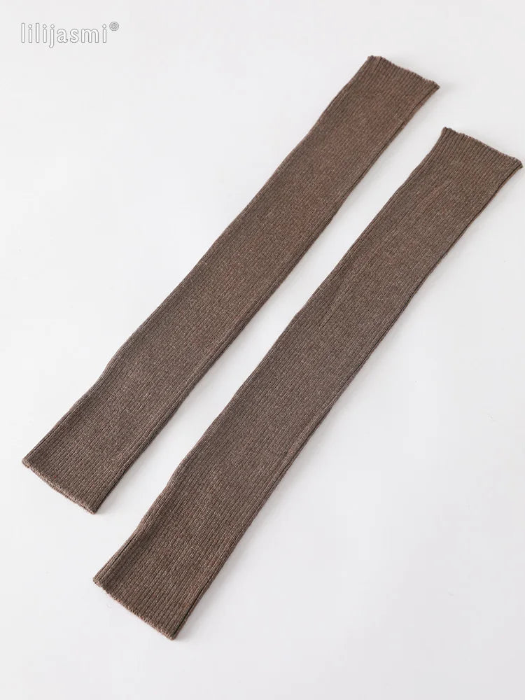 Autumn Winter 40 50 60CM Women's Wool Arm Warmers Knitted Woolen Arm Sleeve Solid Fine Long Knitted Fingerless Gloves Wholesale