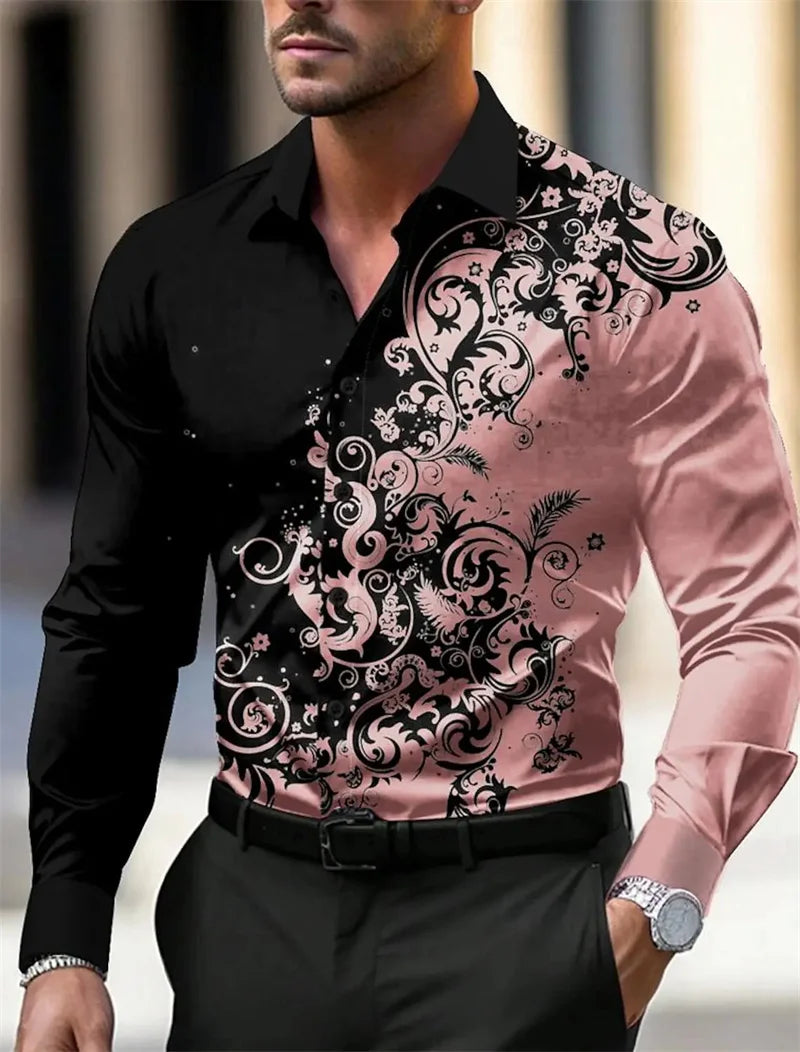 Men's long sleeved shirt, fashionable and luxurious casual shirt, high-quality and comfortable new men's top
