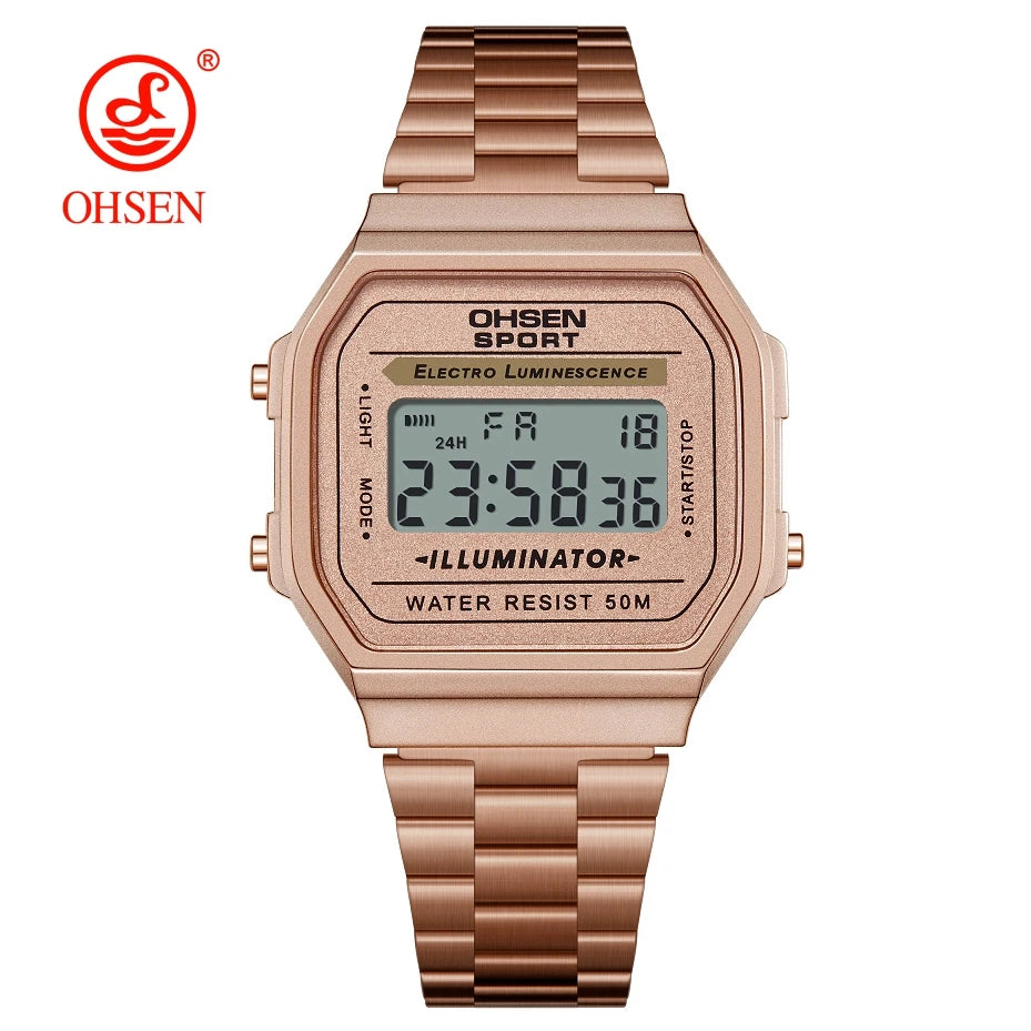 Digital Watches for Women Luxury Gold Ladies Sport Watch reloj mujer Stainless steel Electronic Watch Alarm Clocks Gifts