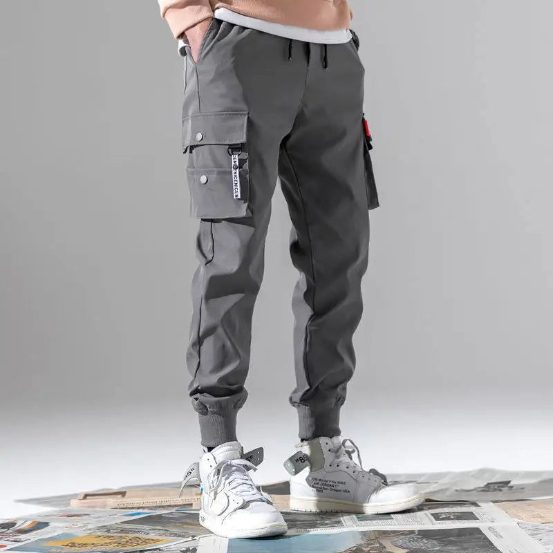2024 New Trendy Solid Color Pants, Multi Flap Pocket Men's Cargo Pants, Loose Casual Outdoor Pants, Men's Work Pants oversized