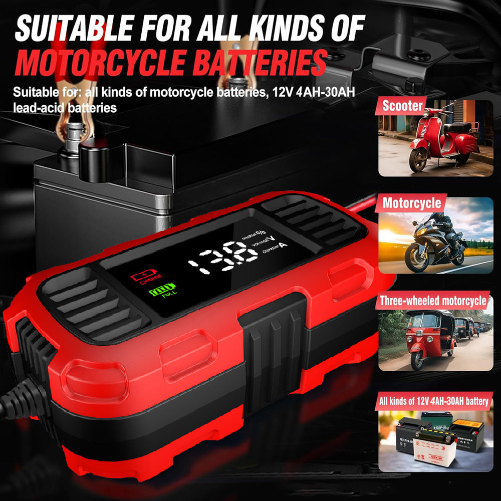 Digital For Lead-Acid Battery Charger Smart Battery Charger For Car Motorcycle Scooter Battery Charging Battery Maintenance