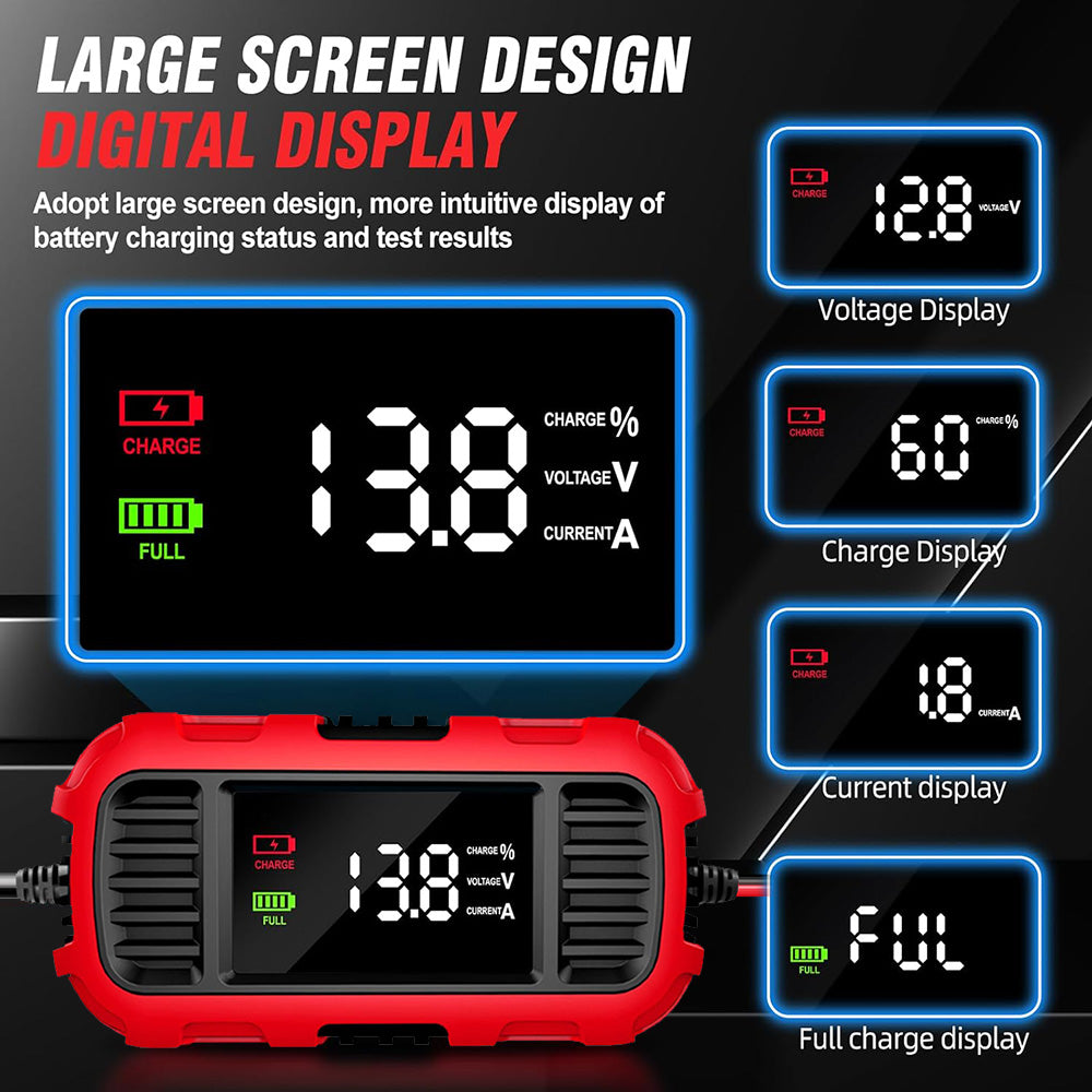 Digital For Lead-Acid Battery Charger Smart Battery Charger For Car Motorcycle Scooter Battery Charging Battery Maintenance